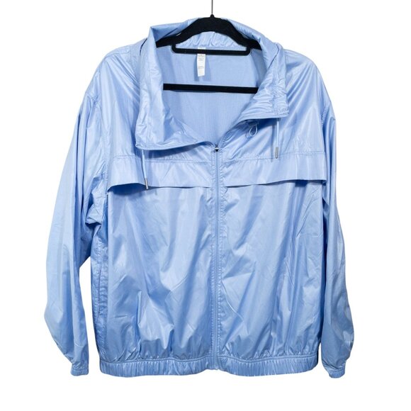 Layers Light Blue Windbreaker Zip Up Vintage SZ L Lightweight Jacket Windproof - Picture 1 of 7